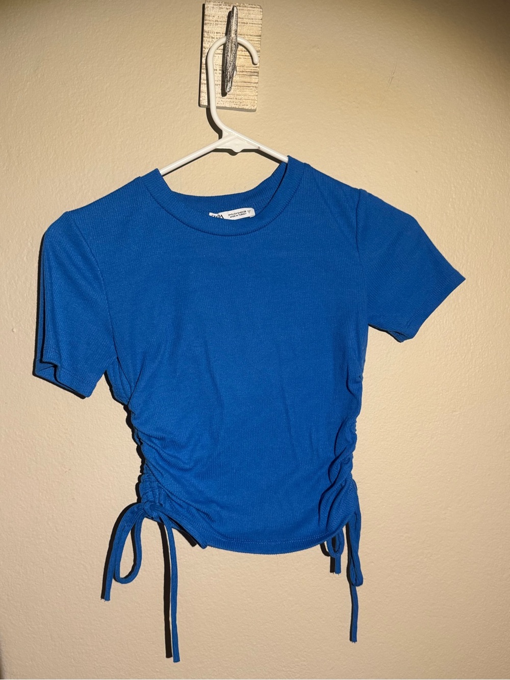 Zara Royal Blue Cinch-Side Crop Top